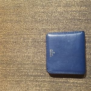 Fossil Madison Bifold Blue Leather Card Wallet